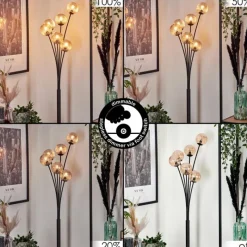 hofstein Lampadaire - Verre 10 cm Bernado Ambre, 6 lumières