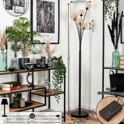 hofstein Lampadaire - Verre 10 cm Bernado Ambre, 6 lumières