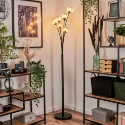 hofstein Lampadaire - Verre 10 cm Bernado Ambre, 6 lumières