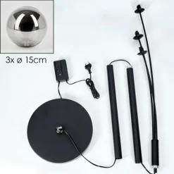 hofstein Lampadaire - Verre 15 cm Bernado Fumé, 3 lumières