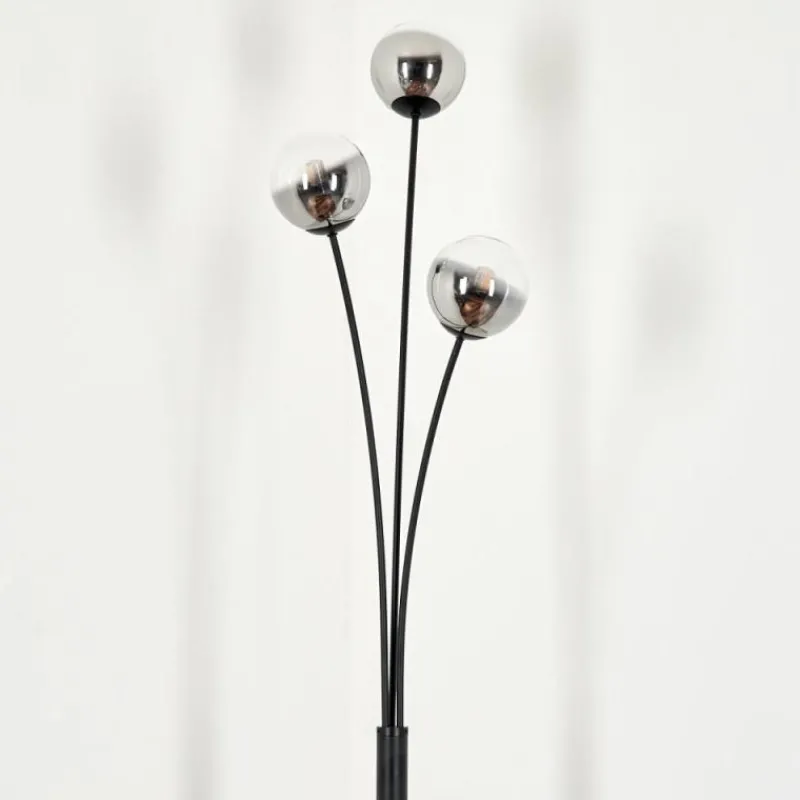 hofstein Lampadaire - Verre 10 cm Bernado Clair, Fumé, 3 lumières