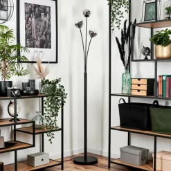 hofstein Lampadaire - Verre 10 cm Bernado Clair, Fumé, 3 lumières