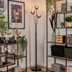 hofstein Lampadaire - Verre 12 cm Bernado Clair, Fumé, 3 lumières