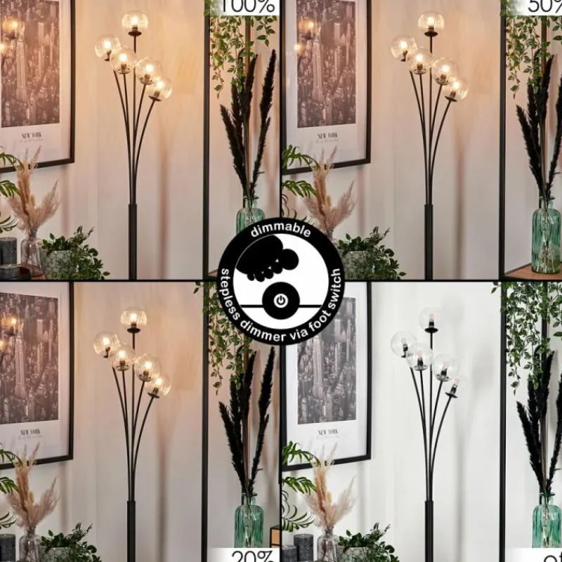 hofstein Lampadaire - Verre 10 cm Bernado Clair, 5 lumières