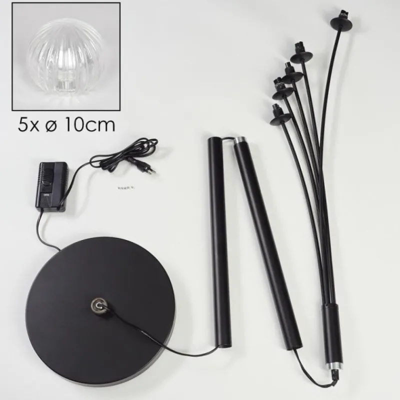 hofstein Lampadaire - Verre 10 cm Bernado Clair, 5 lumières