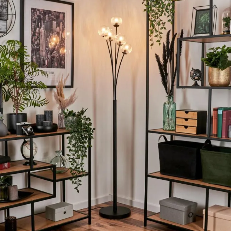 hofstein Lampadaire - Verre 10 cm Bernado Clair, 5 lumières