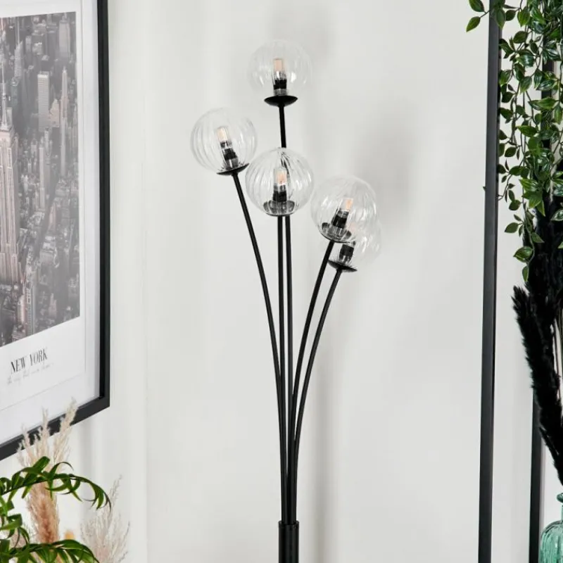 hofstein Lampadaire - Verre 10 cm Bernado Clair, 5 lumières