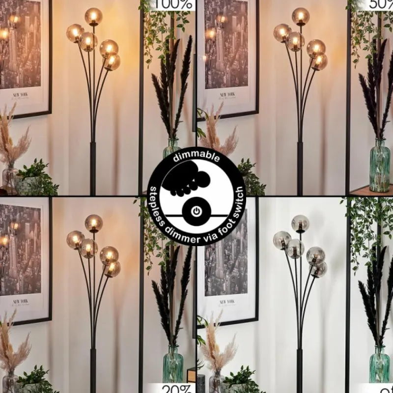 Suspension Verre Fumé-hofstein Lampadaire - Verre 10 cm Bernado Fumé, 5 lumières