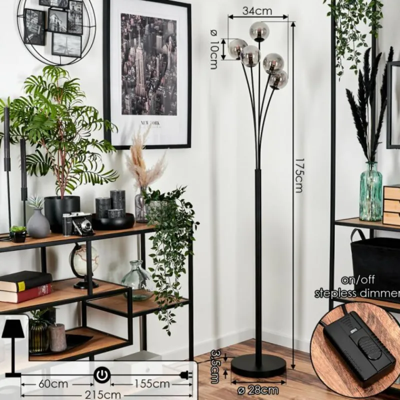 Suspension Verre Fumé-hofstein Lampadaire - Verre 10 cm Bernado Fumé, 5 lumières