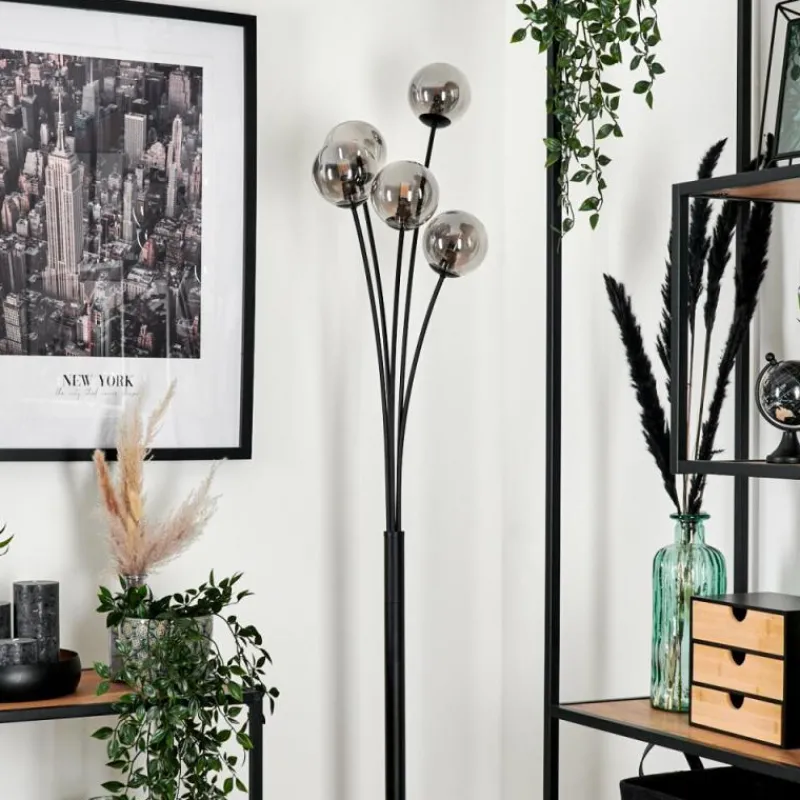 Suspension Verre Fumé-hofstein Lampadaire - Verre 10 cm Bernado Fumé, 5 lumières