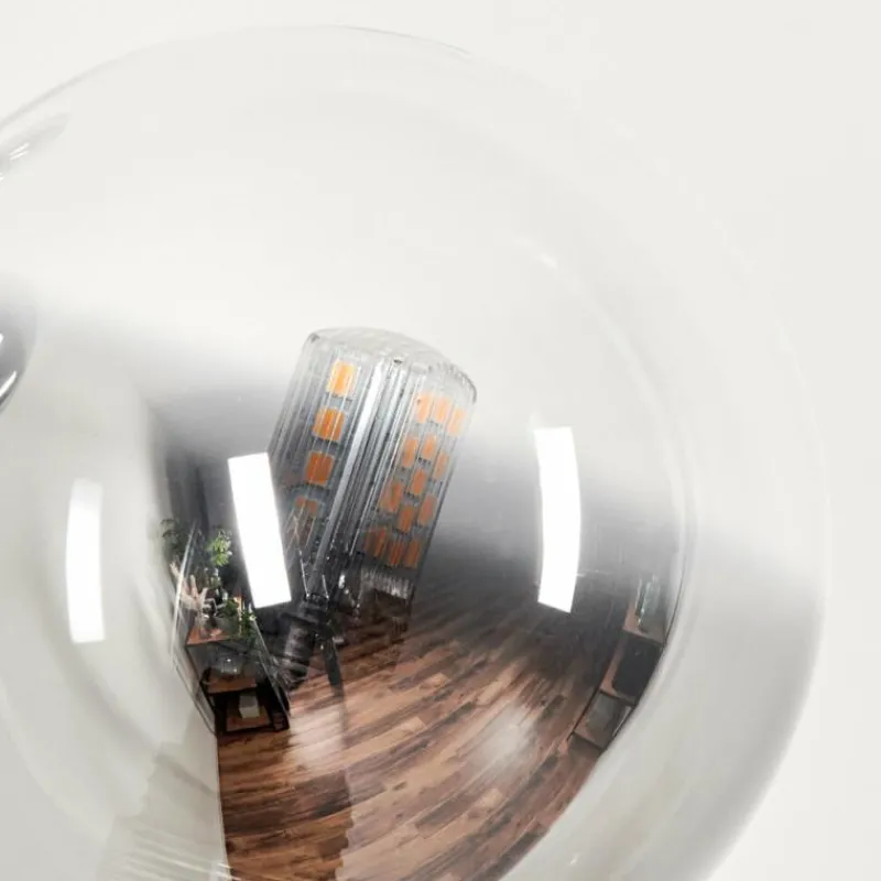 hofstein Lampadaire - Verre 10 cm Bernado Clair, Fumé, 5 lumières