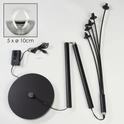 hofstein Lampadaire - Verre 10 cm Bernado Clair, Fumé, 5 lumières