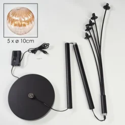 hofstein Lampadaire - Verre 10 cm Bernado Ambre, 5 lumières