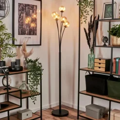 hofstein Lampadaire - Verre 10 cm Bernado Ambre, 5 lumières