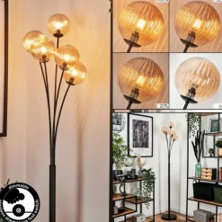 hofstein Lampadaire - Verre 12 cm Bernado Ambre, 5 lumières