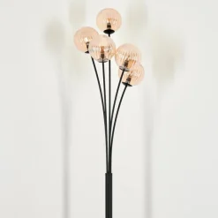 hofstein Lampadaire - Verre 12 cm Bernado Ambre, 5 lumières