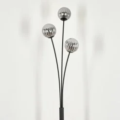 hofstein Lampadaire - Verre 10 cm Bernado Fumé, 3 lumières