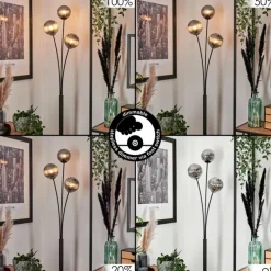 hofstein Lampadaire - Verre 12 cm Bernado Fumé, 3 lumières