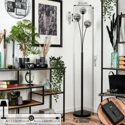 hofstein Lampadaire - Verre 12 cm Bernado Fumé, 3 lumières