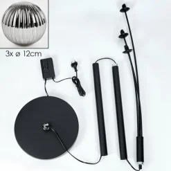 hofstein Lampadaire - Verre 12 cm Bernado Fumé, 3 lumières