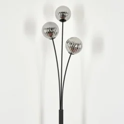 hofstein Lampadaire - Verre 12 cm Bernado Fumé, 3 lumières