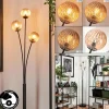 hofstein Lampadaire - Verre 10 cm Bernado Ambre, 3 lumières