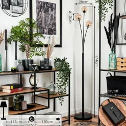 hofstein Lampadaire - Verre 10 cm Bernado Ambre, 3 lumières