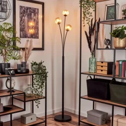 hofstein Lampadaire - Verre 10 cm Bernado Ambre, 3 lumières