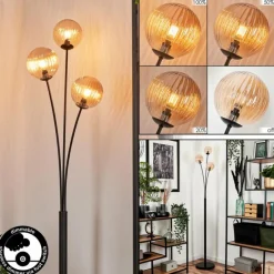 hofstein Lampadaire - Verre 12 cm Bernado Ambre, 3 lumières