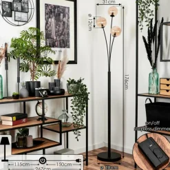 hofstein Lampadaire - Verre 12 cm Bernado Ambre, 3 lumières