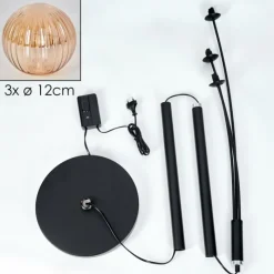 hofstein Lampadaire - Verre 12 cm Bernado Ambre, 3 lumières