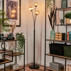 hofstein Lampadaire - Verre 12 cm Bernado Ambre, 3 lumières