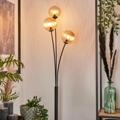 hofstein Lampadaire - Verre 12 cm Bernado Ambre, 3 lumières