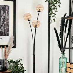 hofstein Lampadaire - Verre 12 cm Bernado Ambre, 3 lumières