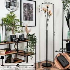 hofstein Lampadaire - Verre 10 cm Bernado Ambre, 5 lumières