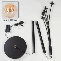 hofstein Lampadaire - Verre 10 cm Bernado Ambre, 5 lumières