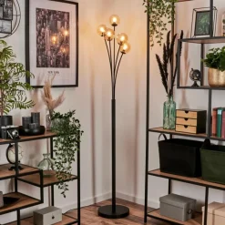 hofstein Lampadaire - Verre 10 cm Bernado Ambre, 5 lumières