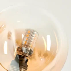 hofstein Lampadaire - Verre 10 cm Bernado Ambre, Clair, 5 lumières