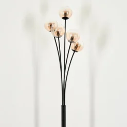 hofstein Lampadaire - Verre 10 cm Bernado Ambre, Clair, 5 lumières