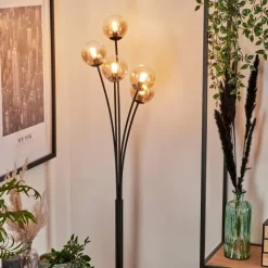 hofstein Lampadaire - Verre 10 cm Bernado Ambre, Clair, 5 lumières