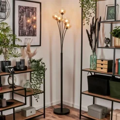 hofstein Lampadaire - Verre 12 cm Bernado Ambre, Clair, 5 lumières