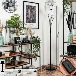 hofstein Lampadaire - Verre 10 cm Bernado Blanc, 5 lumières