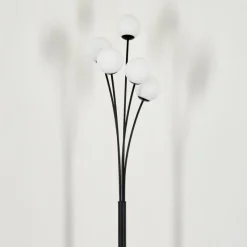 hofstein Lampadaire - Verre 10 cm Bernado Blanc, 5 lumières