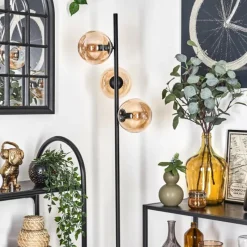 hofstein Lampadaire - Verre 15 cm Gastor Ambre, 3 lumières