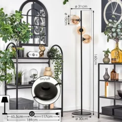 hofstein Lampadaire - Verre 15 cm Gastor Ambre, 3 lumières