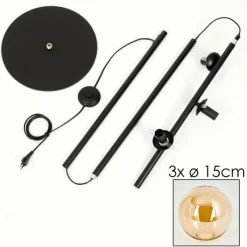 hofstein Lampadaire - Verre 15 cm Gastor Ambre, 3 lumières