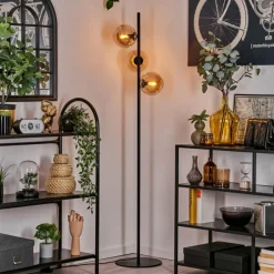 hofstein Lampadaire - Verre 15 cm Gastor Ambre, 3 lumières