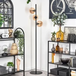 hofstein Lampadaire - Verre 15 cm Gastor Ambre, 3 lumières