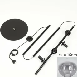 hofstein Lampadaire - Verre 15 cm Gastor Clair, Fumé, 4 lumières