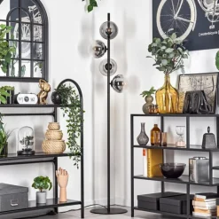 hofstein Lampadaire - Verre 15 cm Gastor Clair, Fumé, 4 lumières